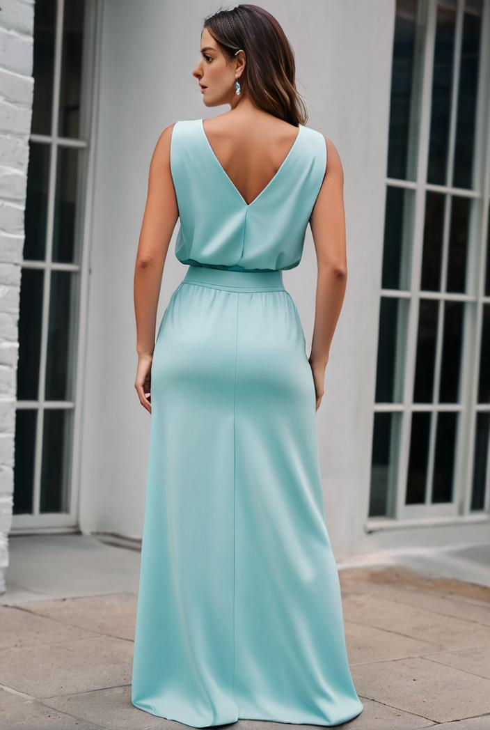 plus size shiny v neck side slit formal evening dress 126395