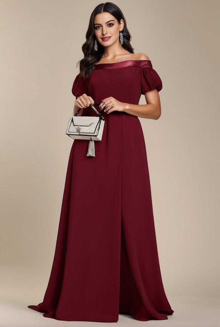 plus size simple chiffon pleated a line round neckline bridesmaid dress 126507