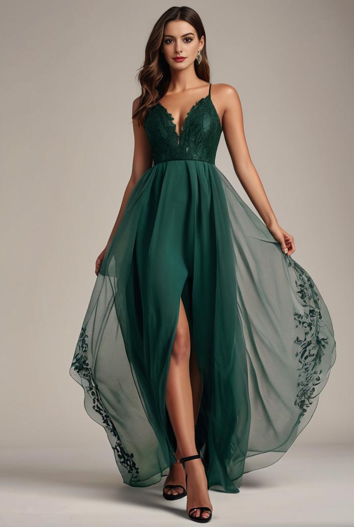 sequin bodice tulle high low evening dress with ribbon waist 128125