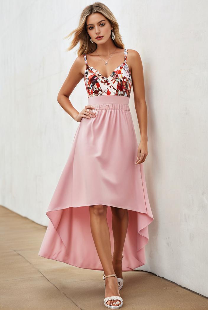 sequin bodice tulle high low evening dress with ribbon waist 128127