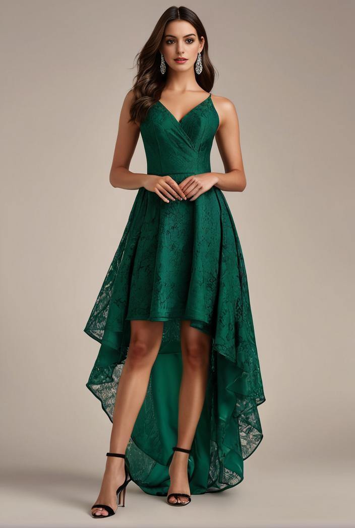 sequin bodice tulle high low evening dress with ribbon waist 128137