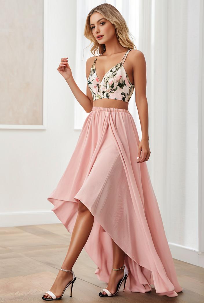 sequin bodice tulle high low evening dress with ribbon waist 128149
