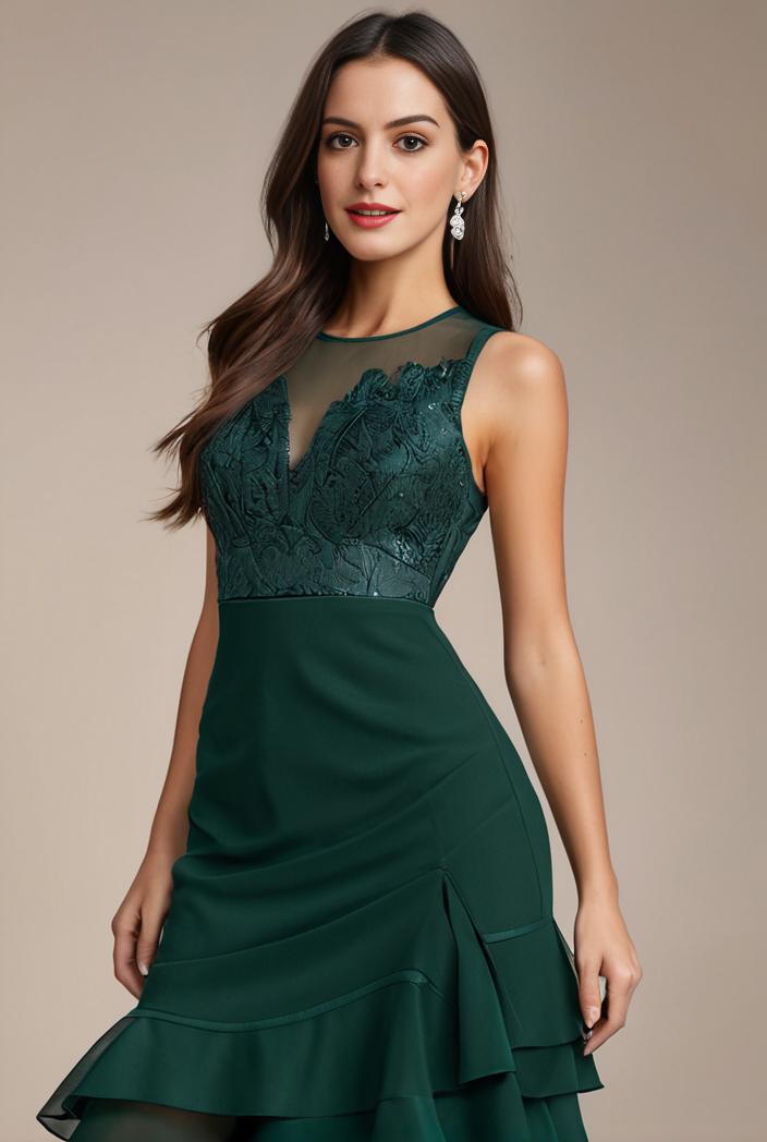 sequin bodice tulle high low evening dress with ribbon waist 128164