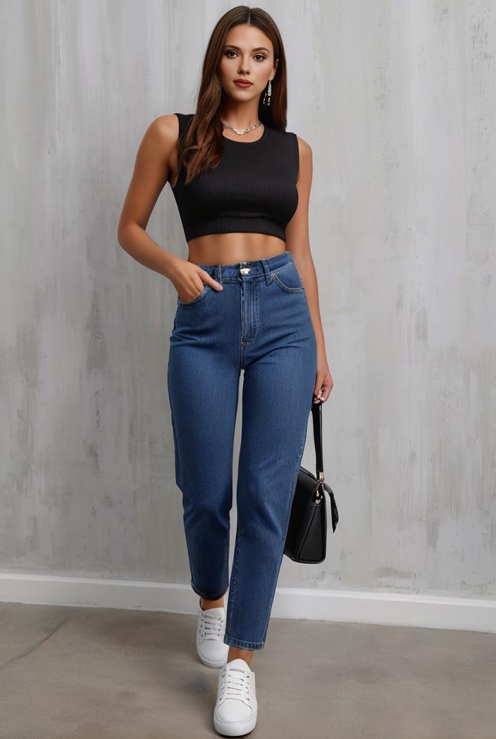 slim fit drawstring denim jeans with elastic waist for women 124574