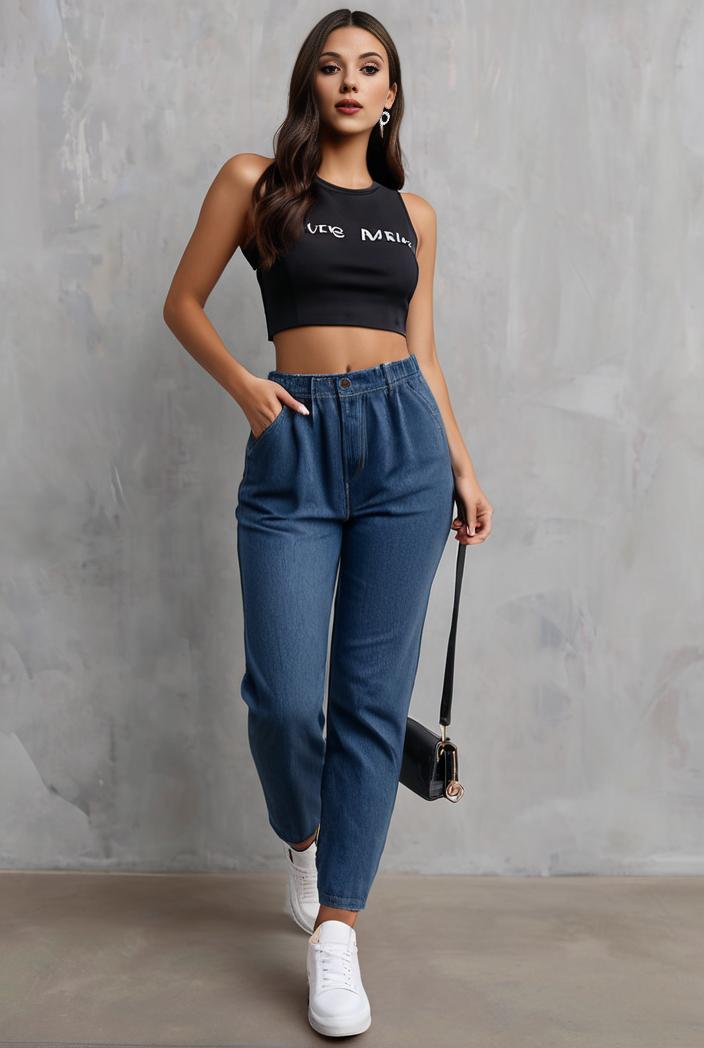 slim fit drawstring denim jeans with elastic waist for women 124576