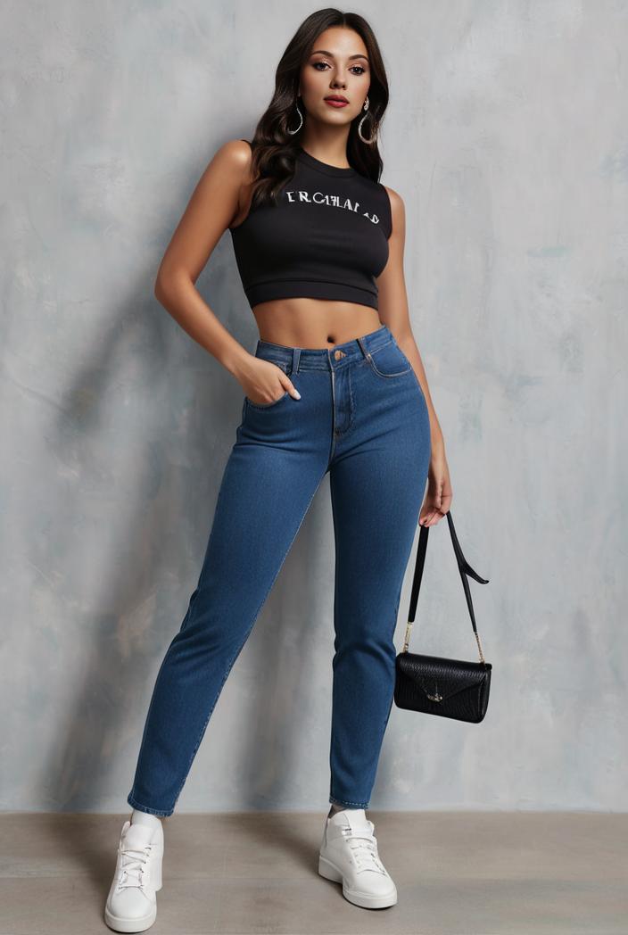 slim fit drawstring denim jeans with elastic waist for women 124580