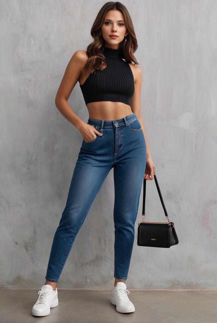 slim fit drawstring denim jeans with elastic waist for women 124584