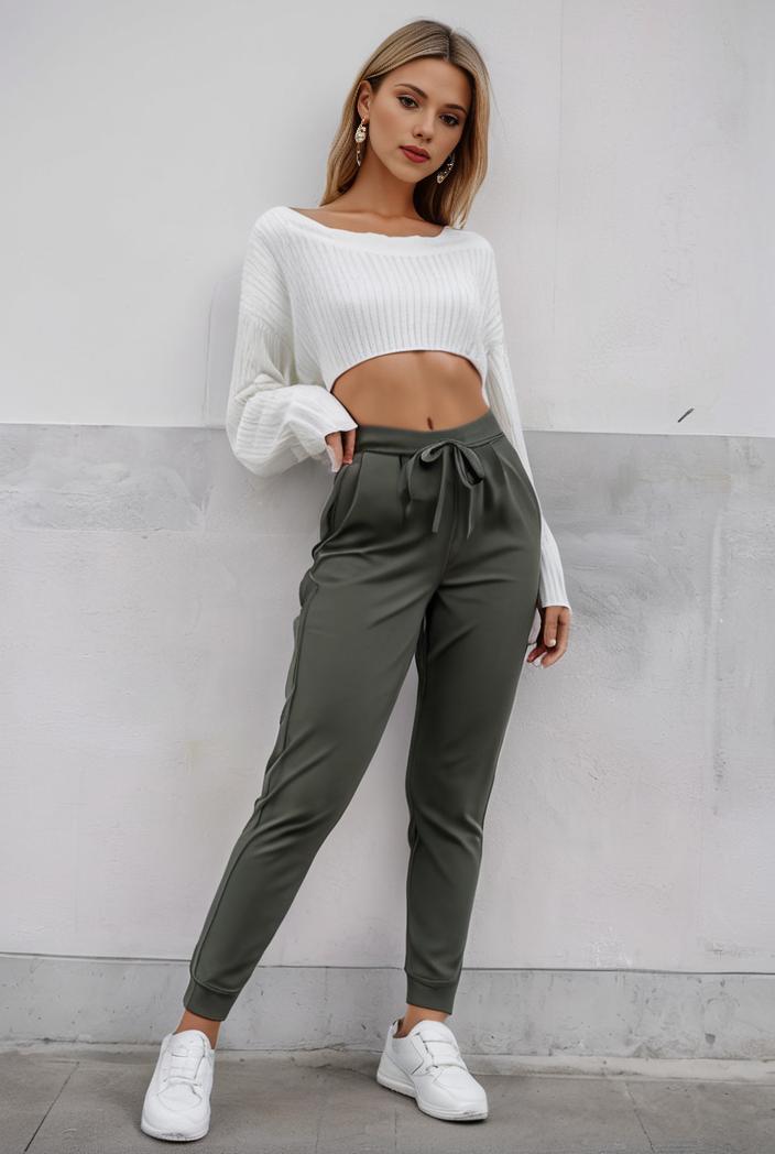 slim fit drawstring denim jeans with elastic waist for women 124589