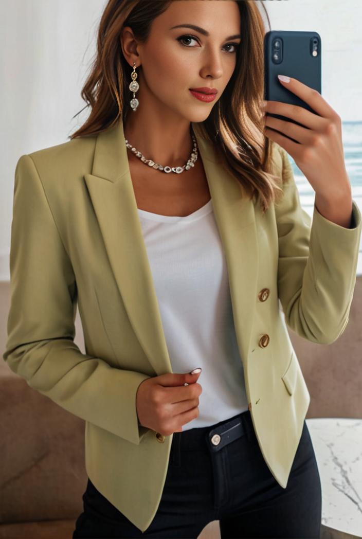 sophisticated split front blazer with long sleeves 125533