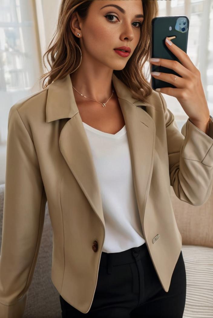 sophisticated split front blazer with long sleeves 125534