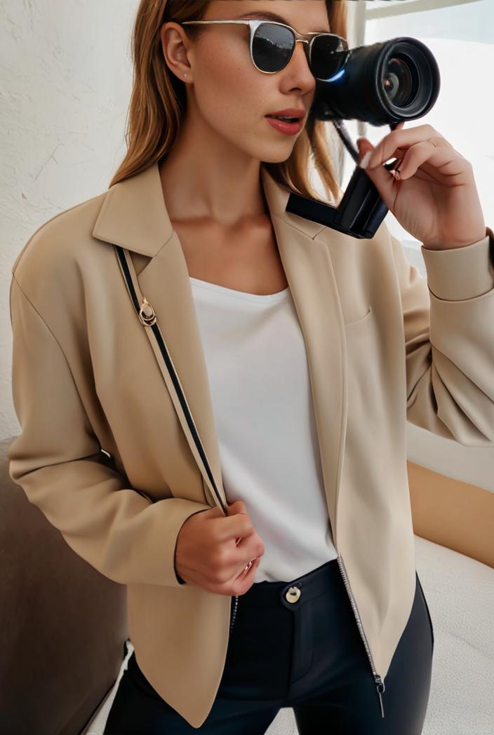 sophisticated split front blazer with long sleeves 125537