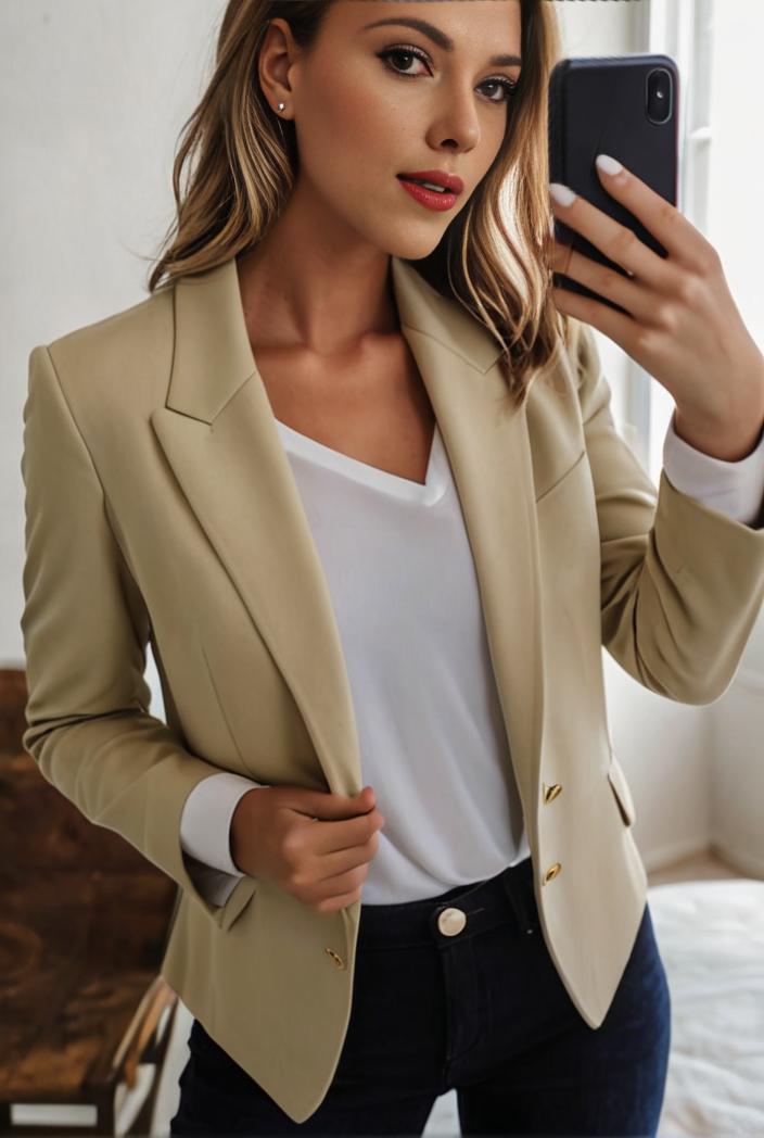 sophisticated split front blazer with long sleeves 125538