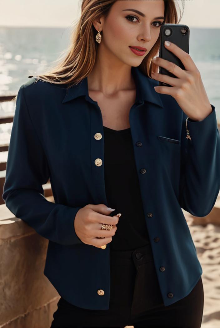 sophisticated split front blazer with long sleeves 125539