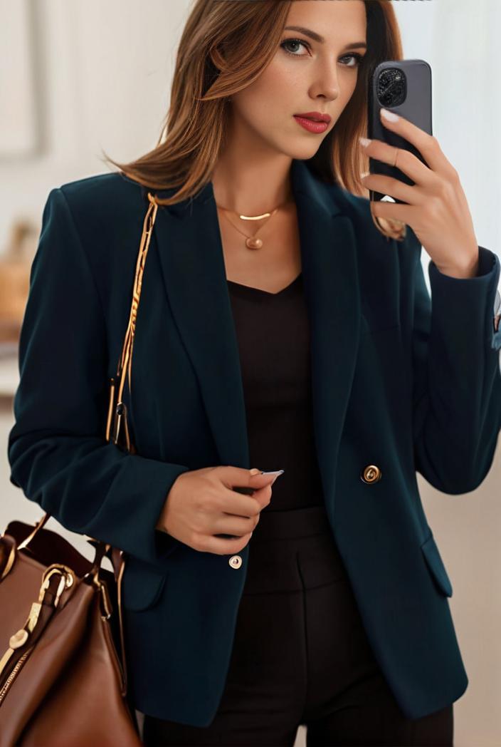 sophisticated split front blazer with long sleeves 125541