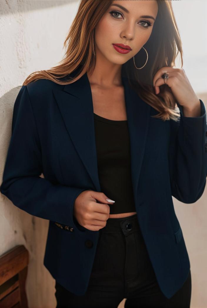 sophisticated split front blazer with long sleeves 125543
