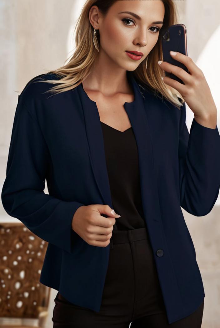 sophisticated split front blazer with long sleeves 125546
