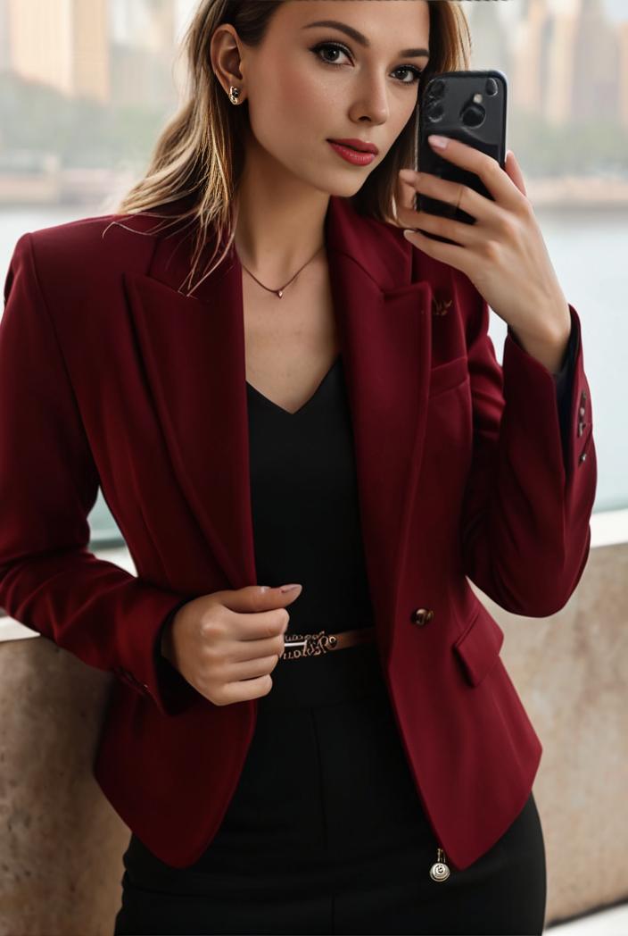 sophisticated split front blazer with long sleeves 125554