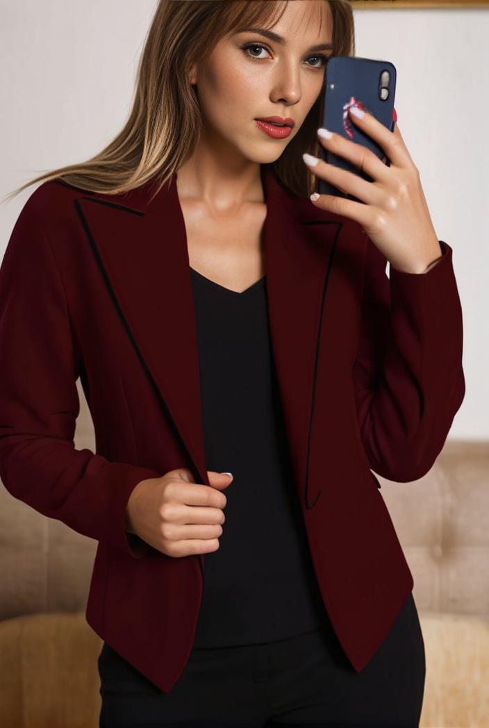 sophisticated split front blazer with long sleeves 125557