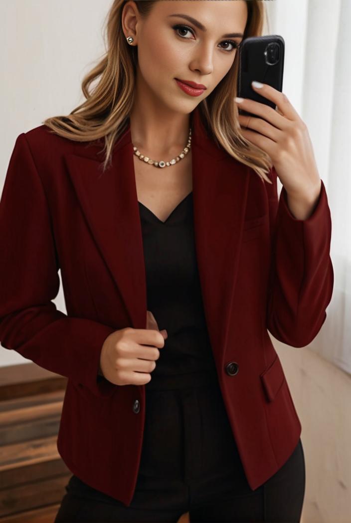 sophisticated split front blazer with long sleeves 125555
