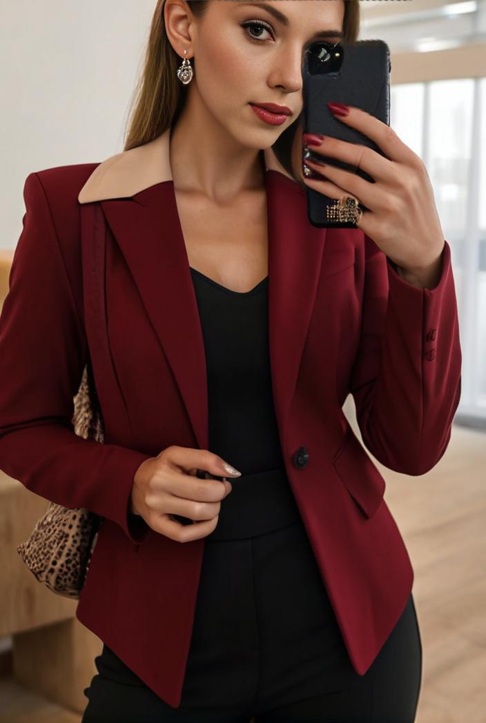 sophisticated split front blazer with long sleeves 125559