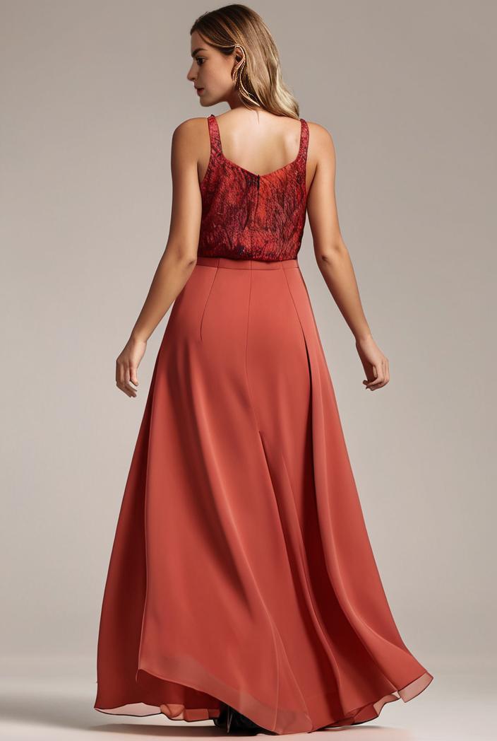 convertible chiffon lace open back spaghetti straps bridesmaid dress 134919