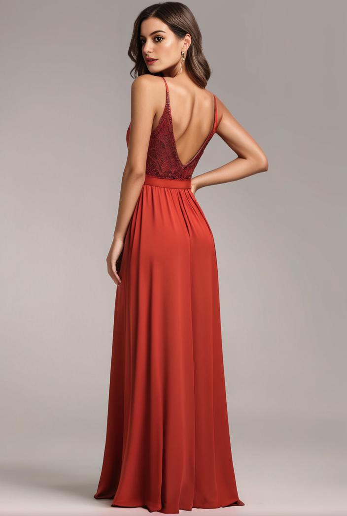 convertible chiffon lace open back spaghetti straps bridesmaid dress 134927