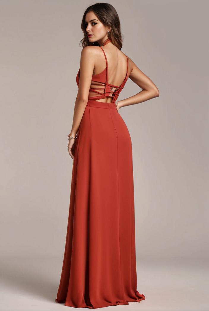 convertible chiffon lace open back spaghetti straps bridesmaid dress 134931