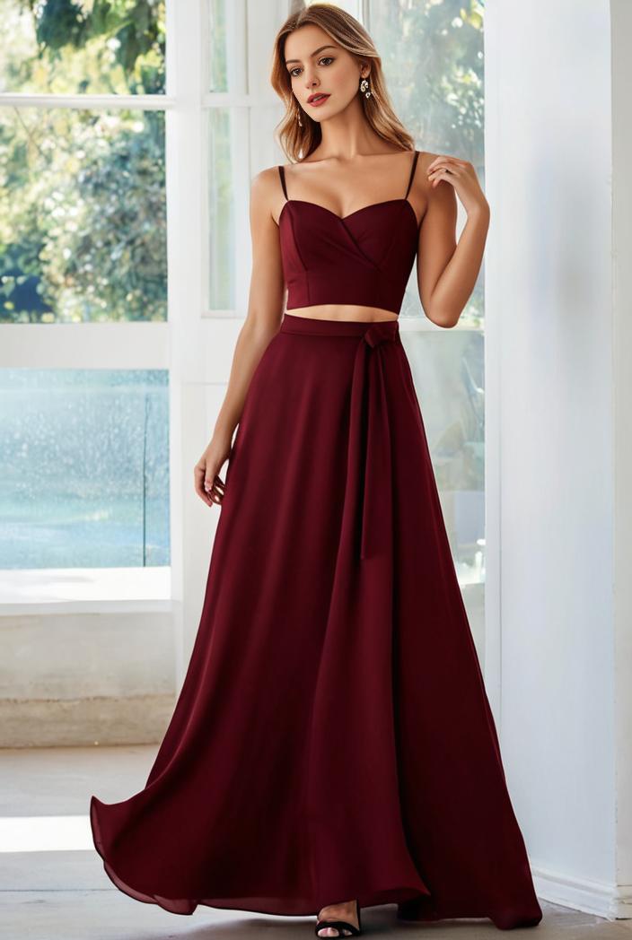 convertible chiffon lace open back spaghetti straps bridesmaid dress 134958