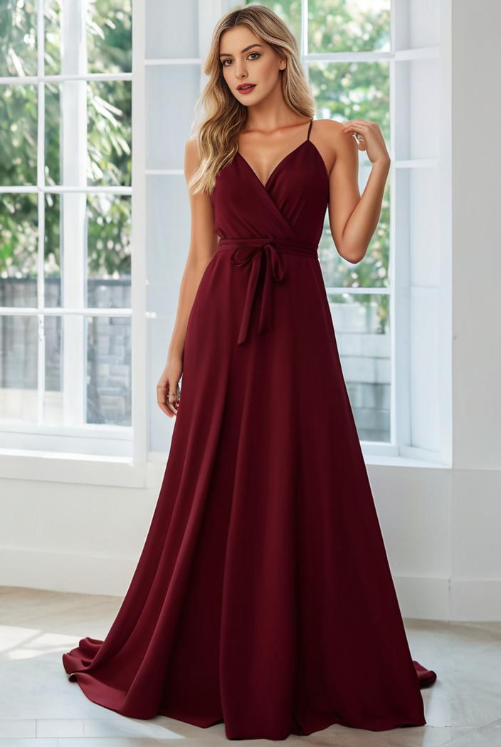 convertible chiffon lace open back spaghetti straps bridesmaid dress 134960