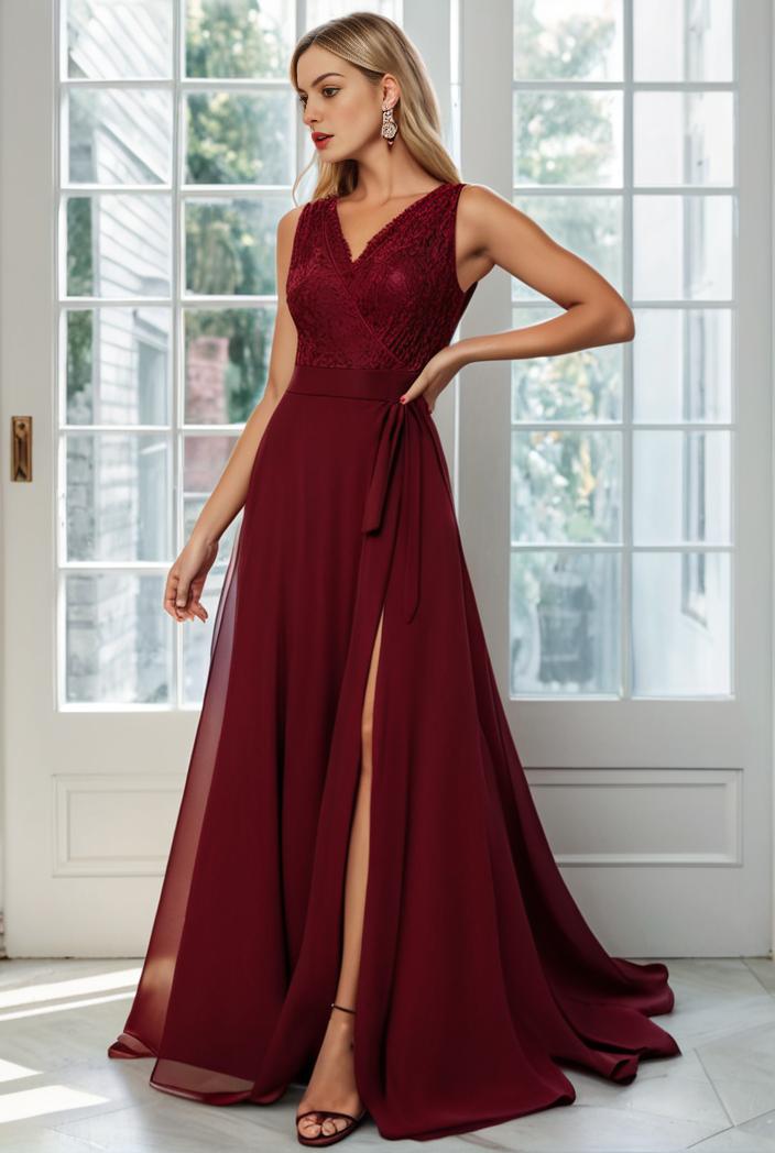 convertible chiffon lace open back spaghetti straps bridesmaid dress 134968