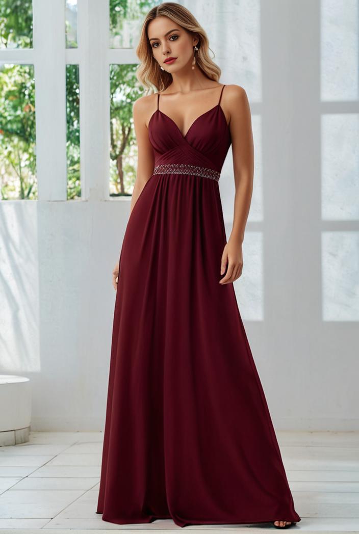 convertible chiffon lace open back spaghetti straps bridesmaid dress 134978