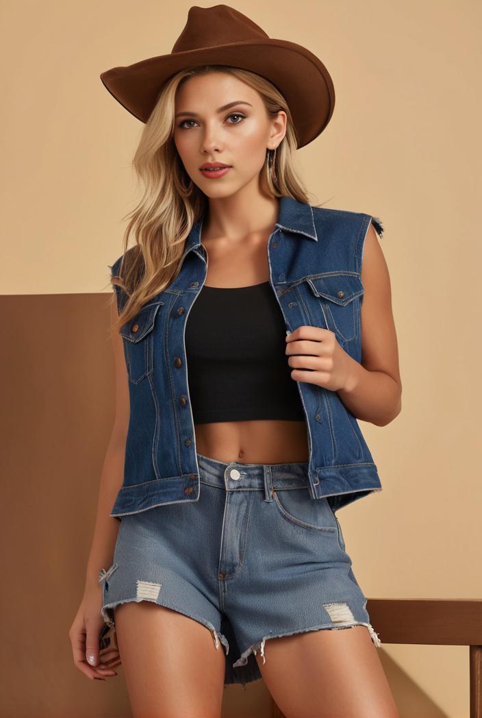 washed denim sleeveless vest with distressed ripped lapel women s denim jacket collection 131201