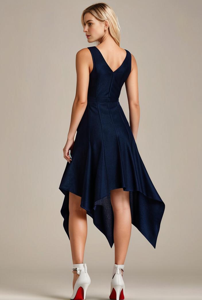deep v neck lace chiffon bridesmaid dress with asymmetrical hem 135505