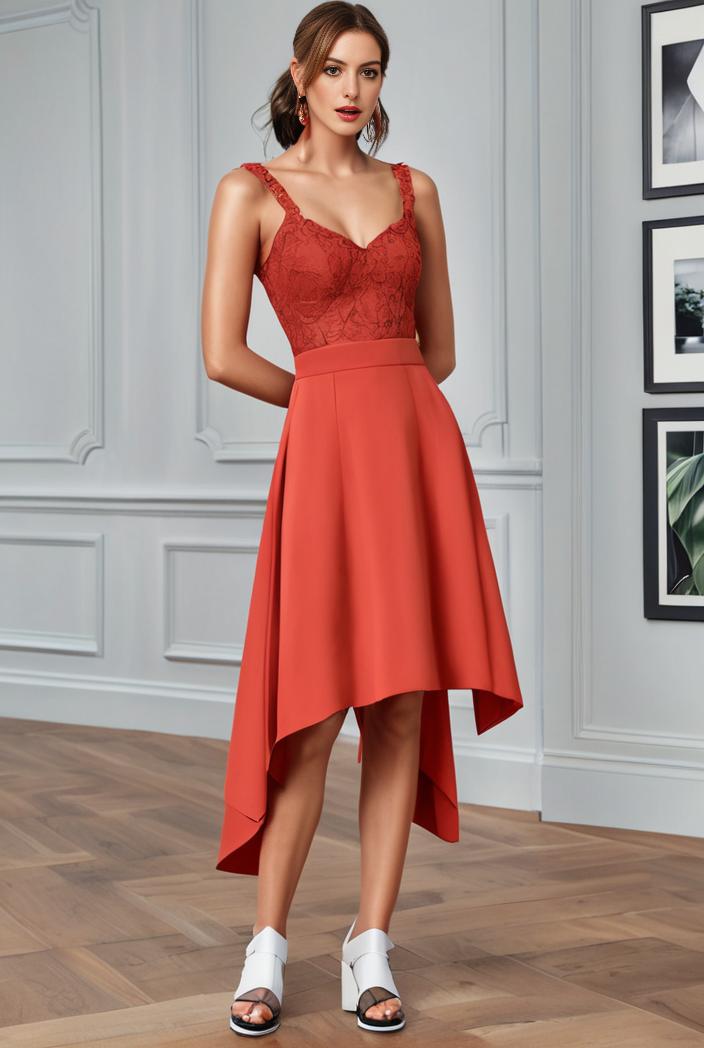 deep v neck lace chiffon bridesmaid dress with asymmetrical hem 135510