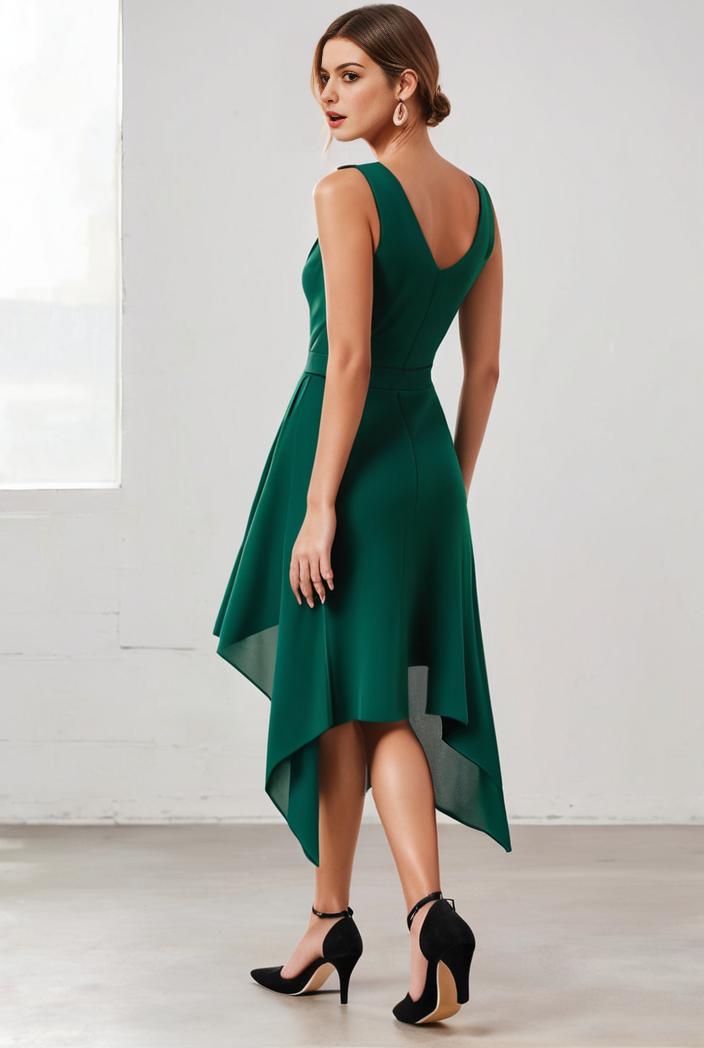 deep v neck lace chiffon bridesmaid dress with asymmetrical hem 135526