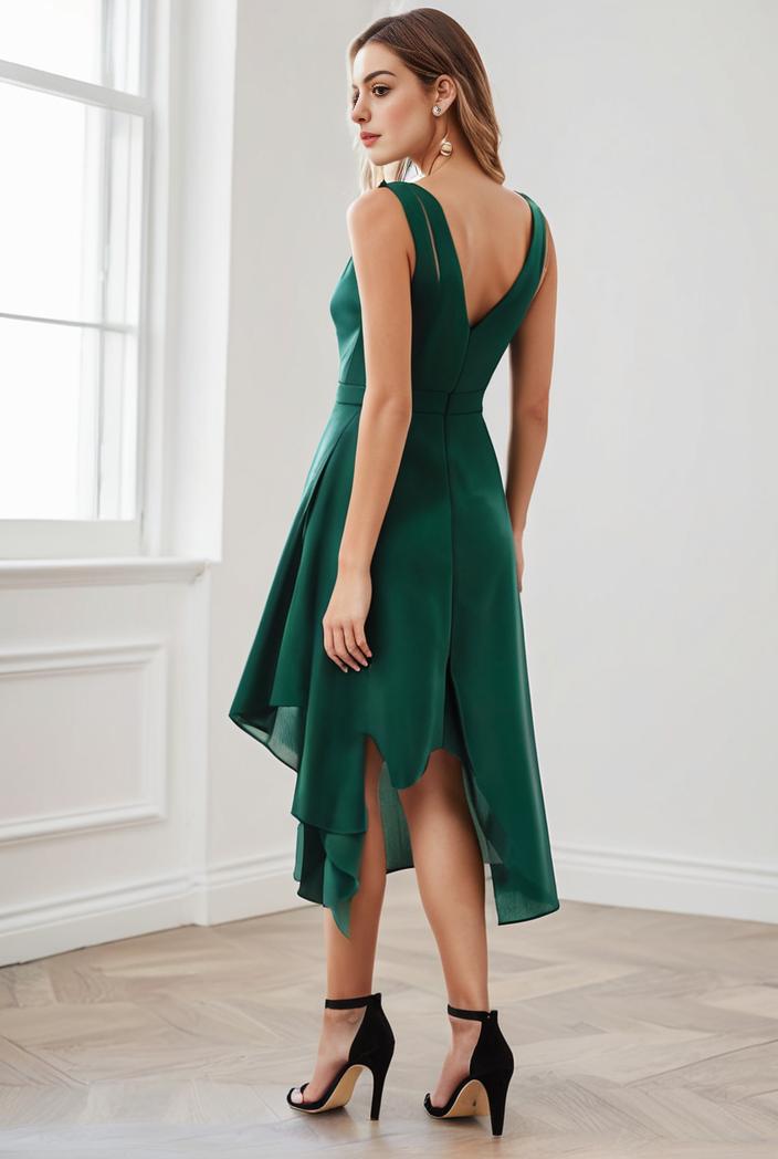 deep v neck lace chiffon bridesmaid dress with asymmetrical hem 135530