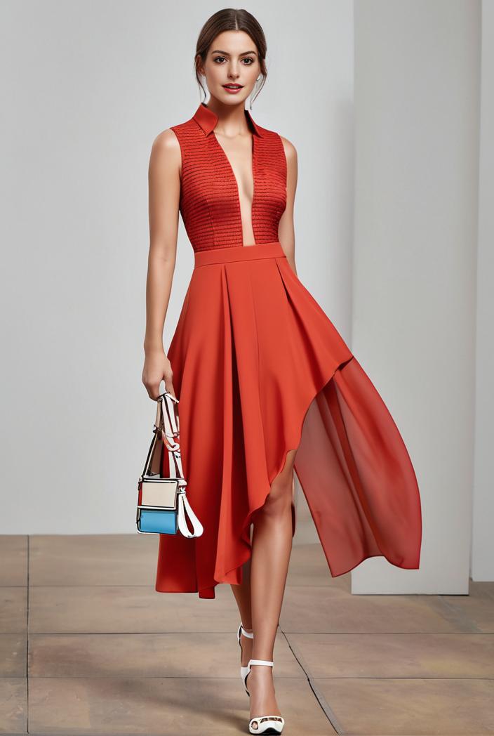 deep v neck lace chiffon bridesmaid dress with asymmetrical hem 135535