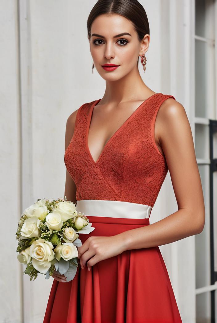 deep v neck lace chiffon bridesmaid dress with asymmetrical hem 135566