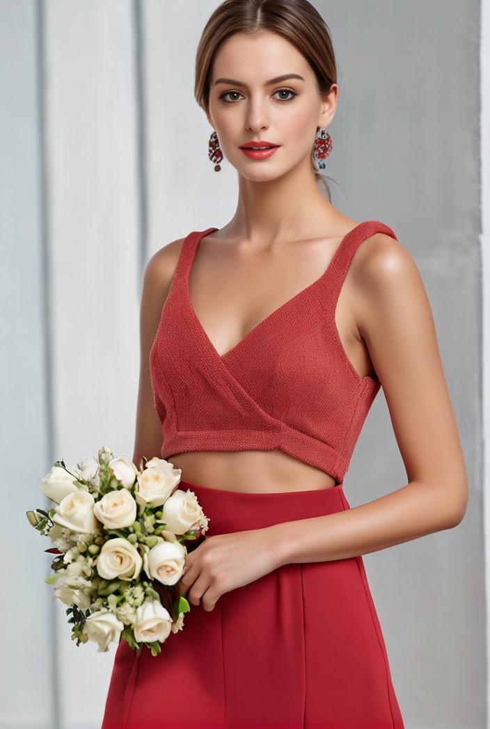 deep v neck lace chiffon bridesmaid dress with asymmetrical hem 135568
