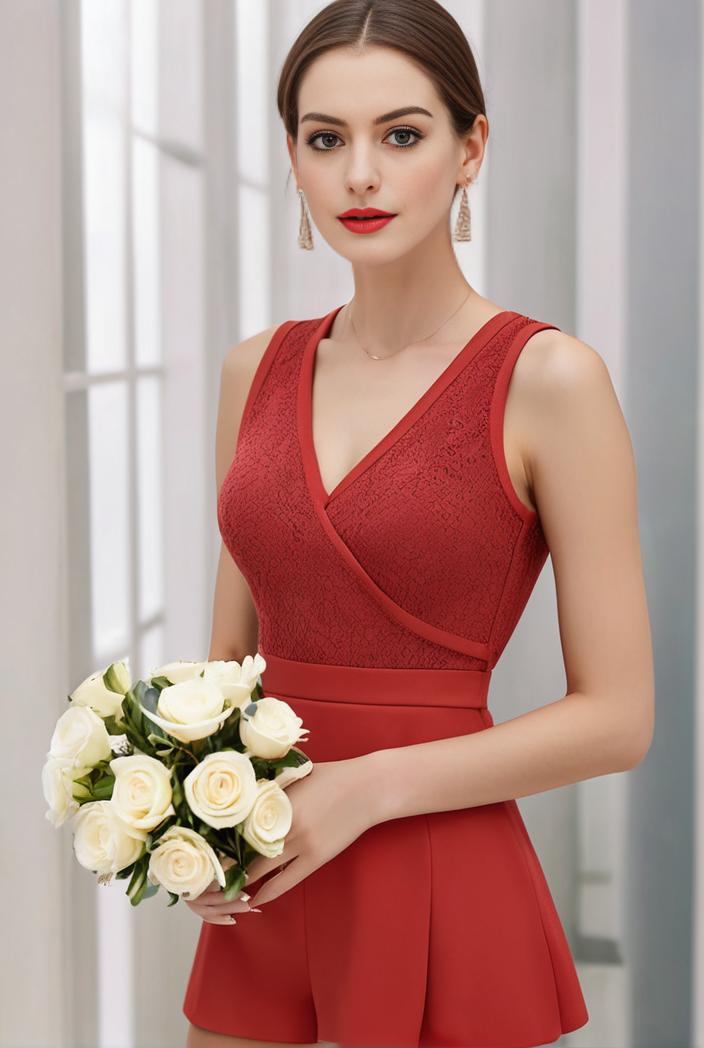 deep v neck lace chiffon bridesmaid dress with asymmetrical hem 135569