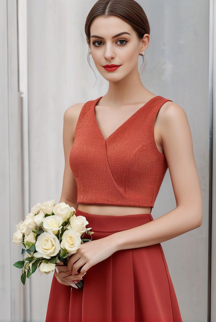 deep v neck lace chiffon bridesmaid dress with asymmetrical hem 135570