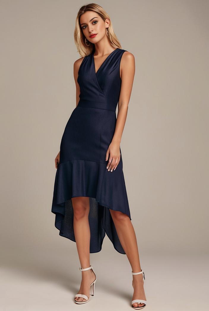 deep v neck lace chiffon bridesmaid dress with asymmetrical hem 135716