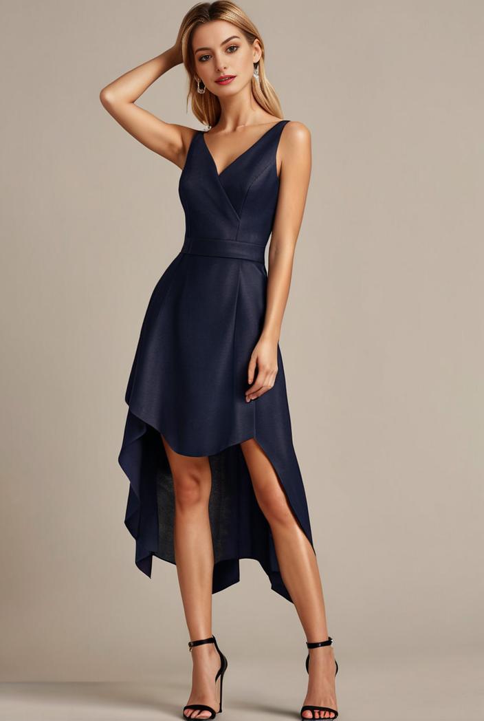 deep v neck lace chiffon bridesmaid dress with asymmetrical hem 135717