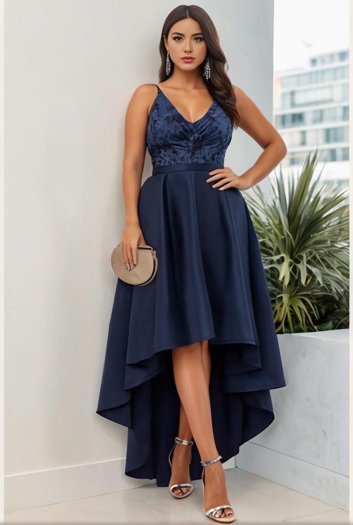 plus size sequin high low deep v neck tulle evening dresses 101981