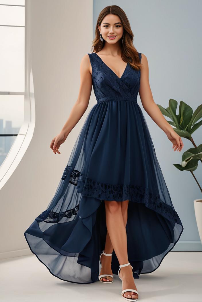 plus size sequin high low deep v neck tulle evening dresses 101988