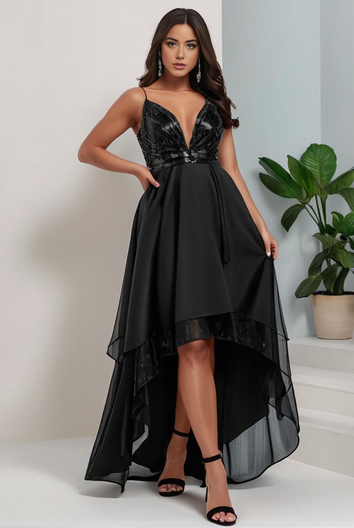 plus size sequin high low deep v neck tulle evening dresses 102014
