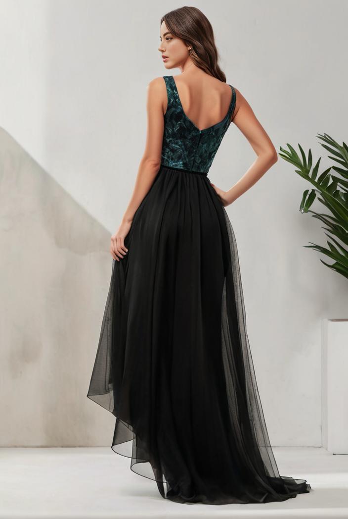 plus size sequin high low deep v neck tulle evening dresses 102021