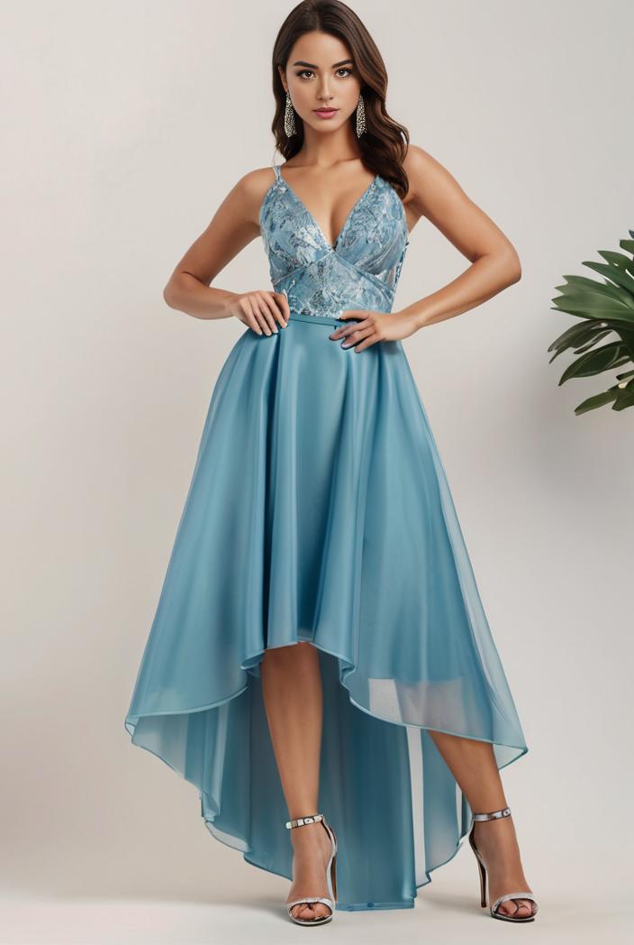 plus size sequin high low deep v neck tulle evening dresses 102027