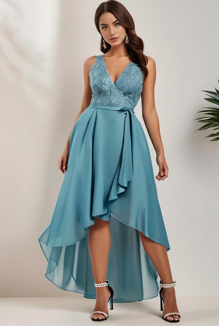 plus size sequin high low deep v neck tulle evening dresses 102043