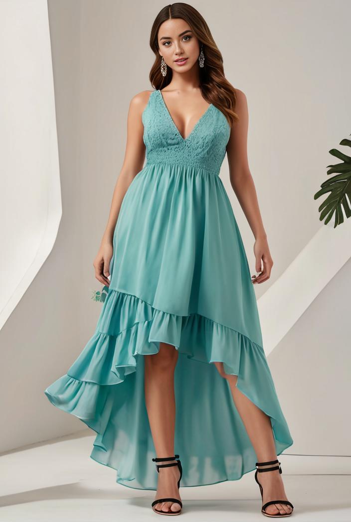 plus size sequin high low deep v neck tulle evening dresses 102044